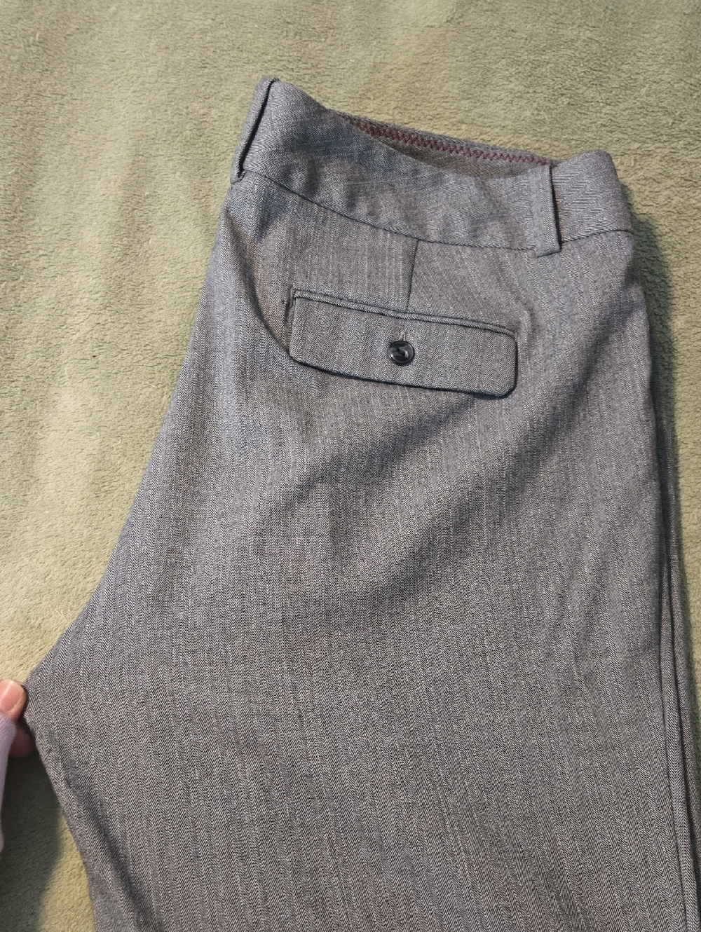Dockers Gray Herringbone Pants with Pink Trim